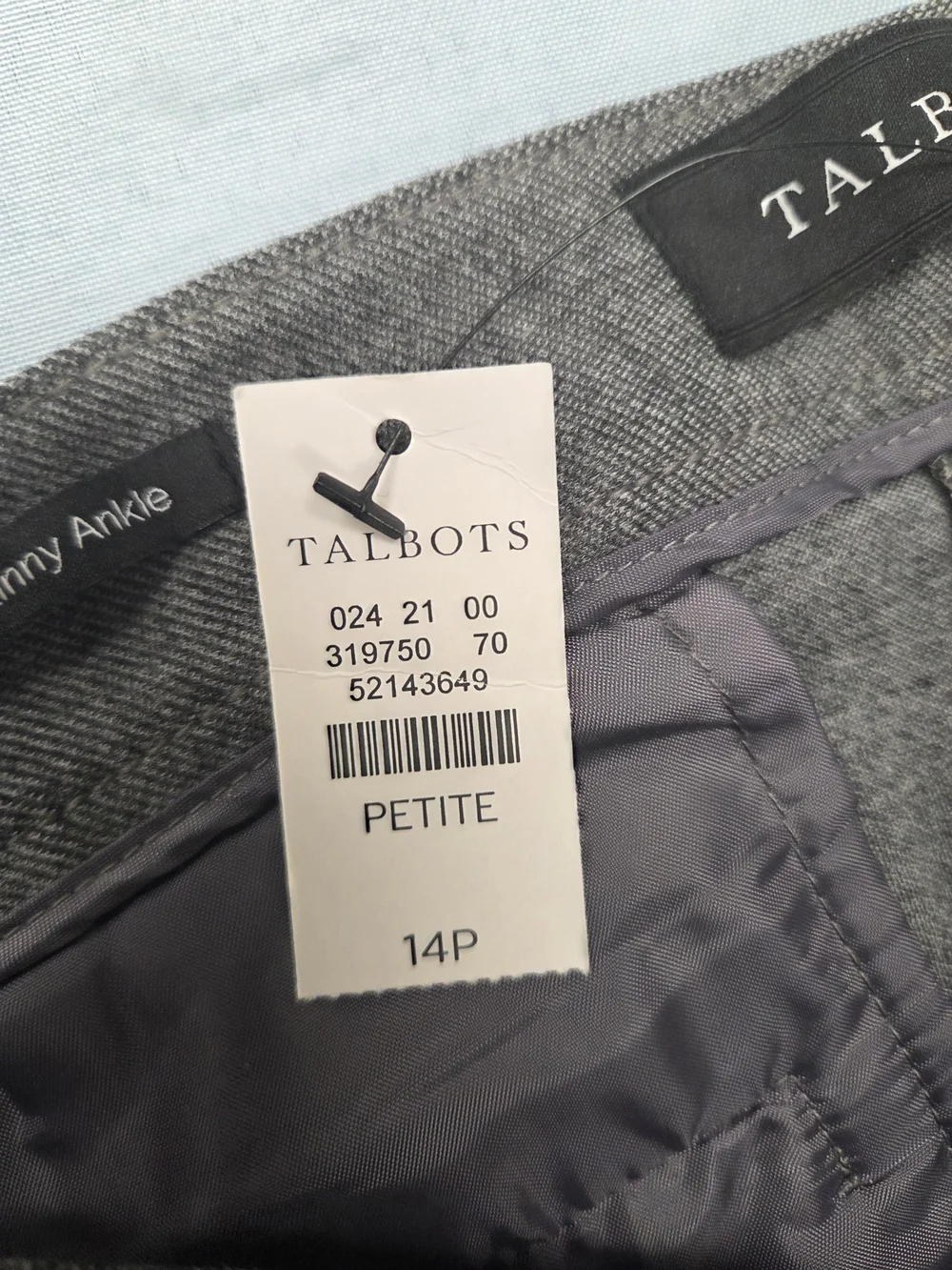 NWT Talbots Skinny Ankle Pants Gray Petite 14P Career Stretch